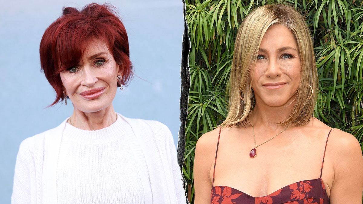 Split photo of Sharon Osbourne and Jennifer Aniston at separate Hollywood events.