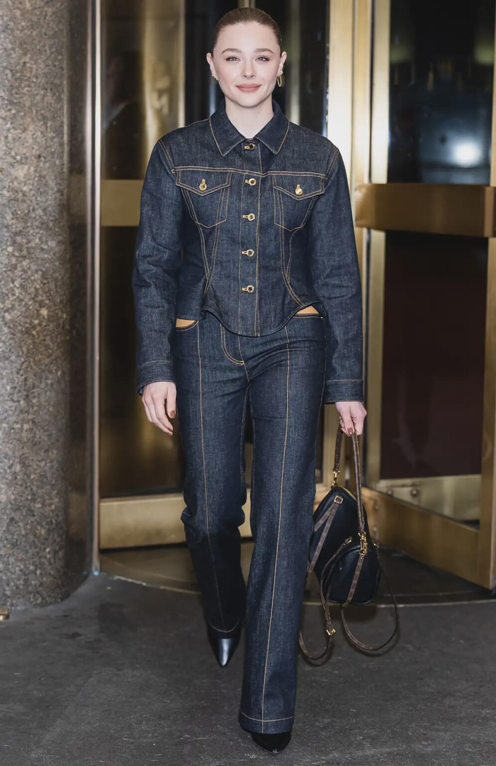 Chloë Grace Moretz suits up in an all-denim fit while out in New York City on Nov. 17