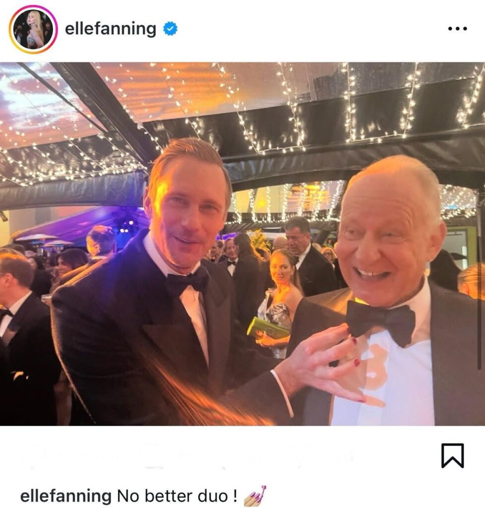 Elle Fanning shares a picture of Stellan and Alexander Skarsgård at the 16th Governors Award (November 16, 2025): ‘No better duo ! 💅🏼’
