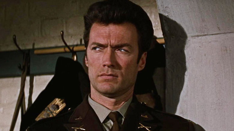 Lieutenant Morris Schaffer (Clint Eastwood) looking to the side in Where Eagles Dare
