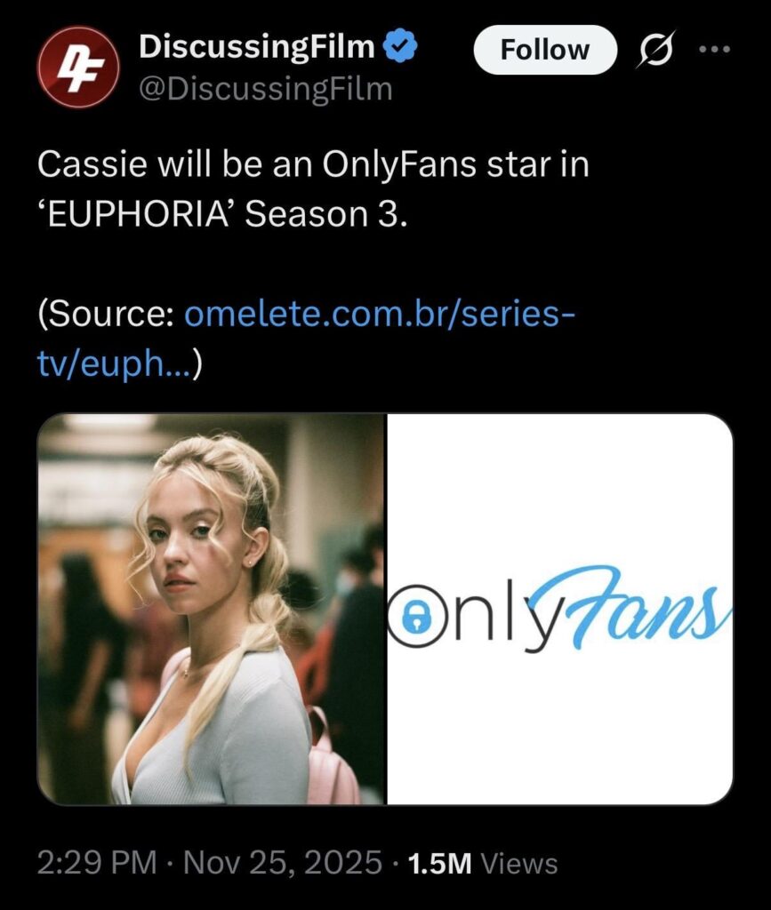 According to early screenings of Euphoria, Cassie will have an OnlyFans