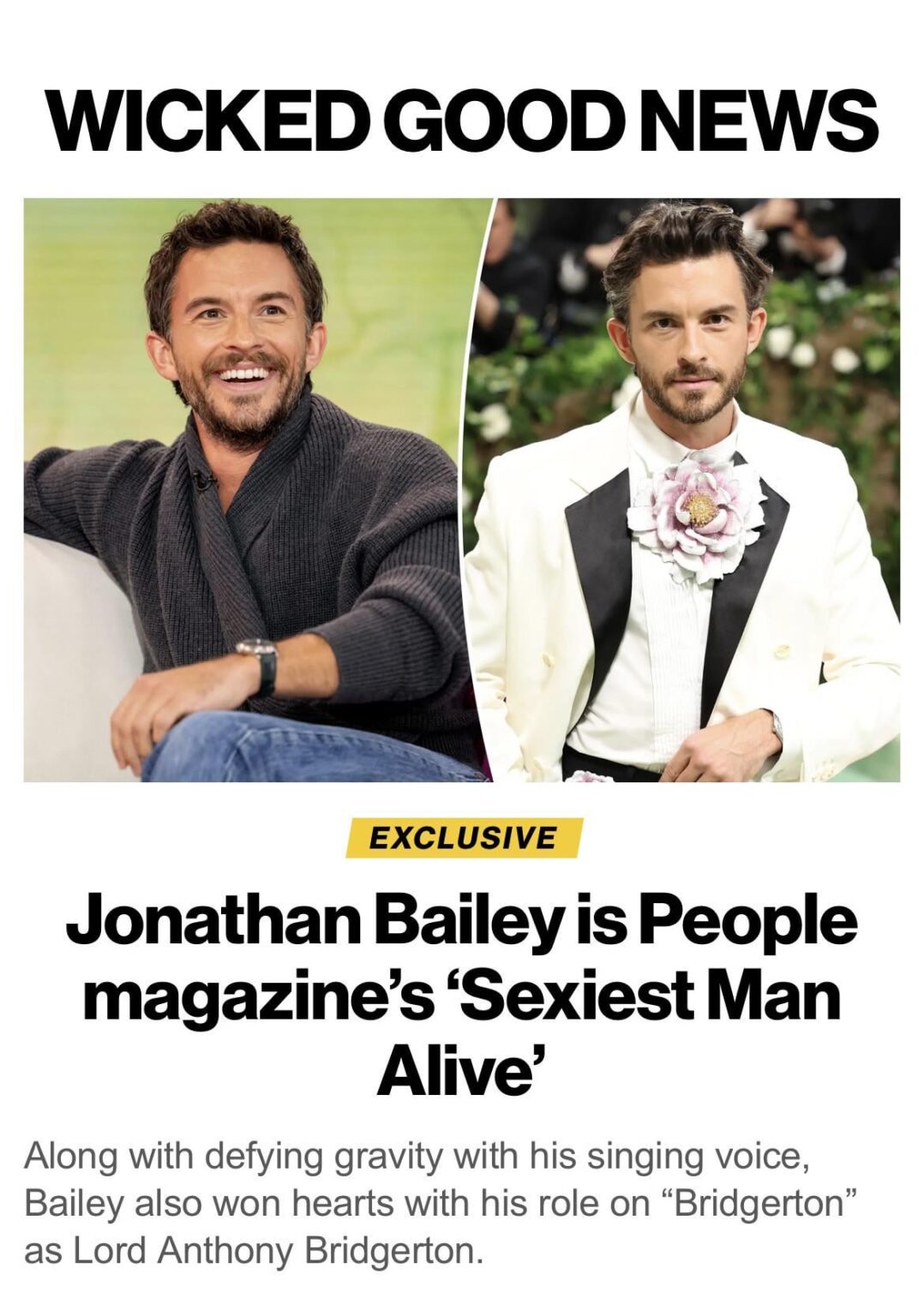 ‘Wicked’ hunk Jonathan Bailey is People magazine’s ‘Sexiest Man Alive’