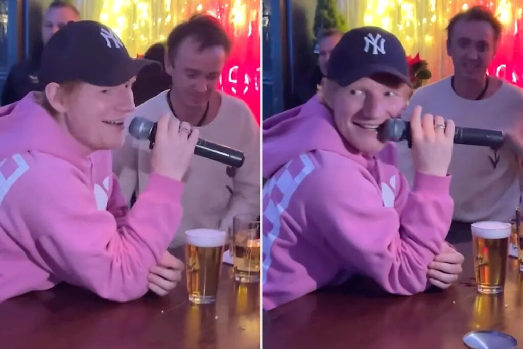 Ed Sheeran Sings His Own Song at a Karaoke Bar in N.Y.C. While Hanging Out with “Harry Potter ”Star Tom Felton Ed Sheeran Sings His Own Song at a Karaoke Bar in N.Y.C. While Hanging Out with “Harry Potter ”Star Tom Felton