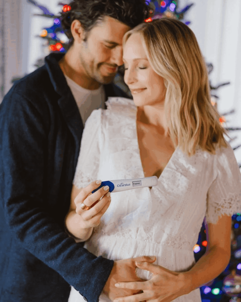 Candice King , from the Vampire Diaries, announces her pregnancy in a paid advert for clear blue