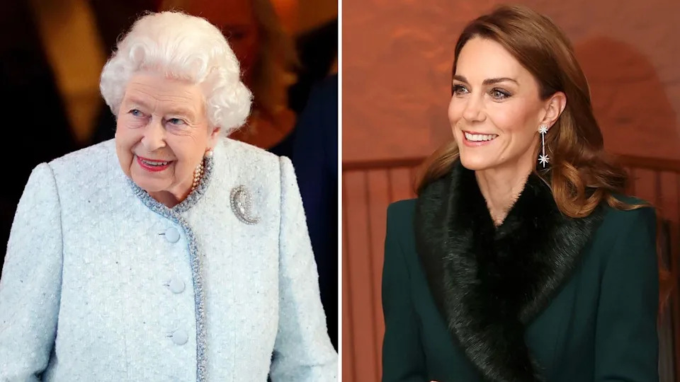  A composite of a picture of Queen Elizabeth in December 2018 and a picture of Kate Middleton in December 2025. 