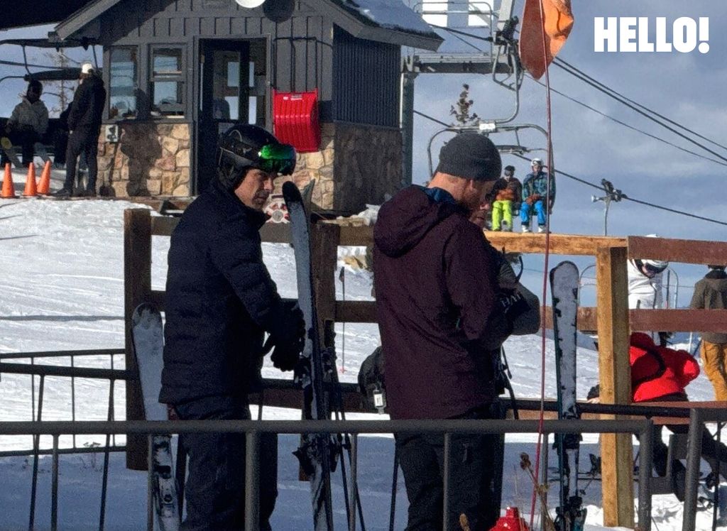 Prince Harry wearing beanie hat while skiing