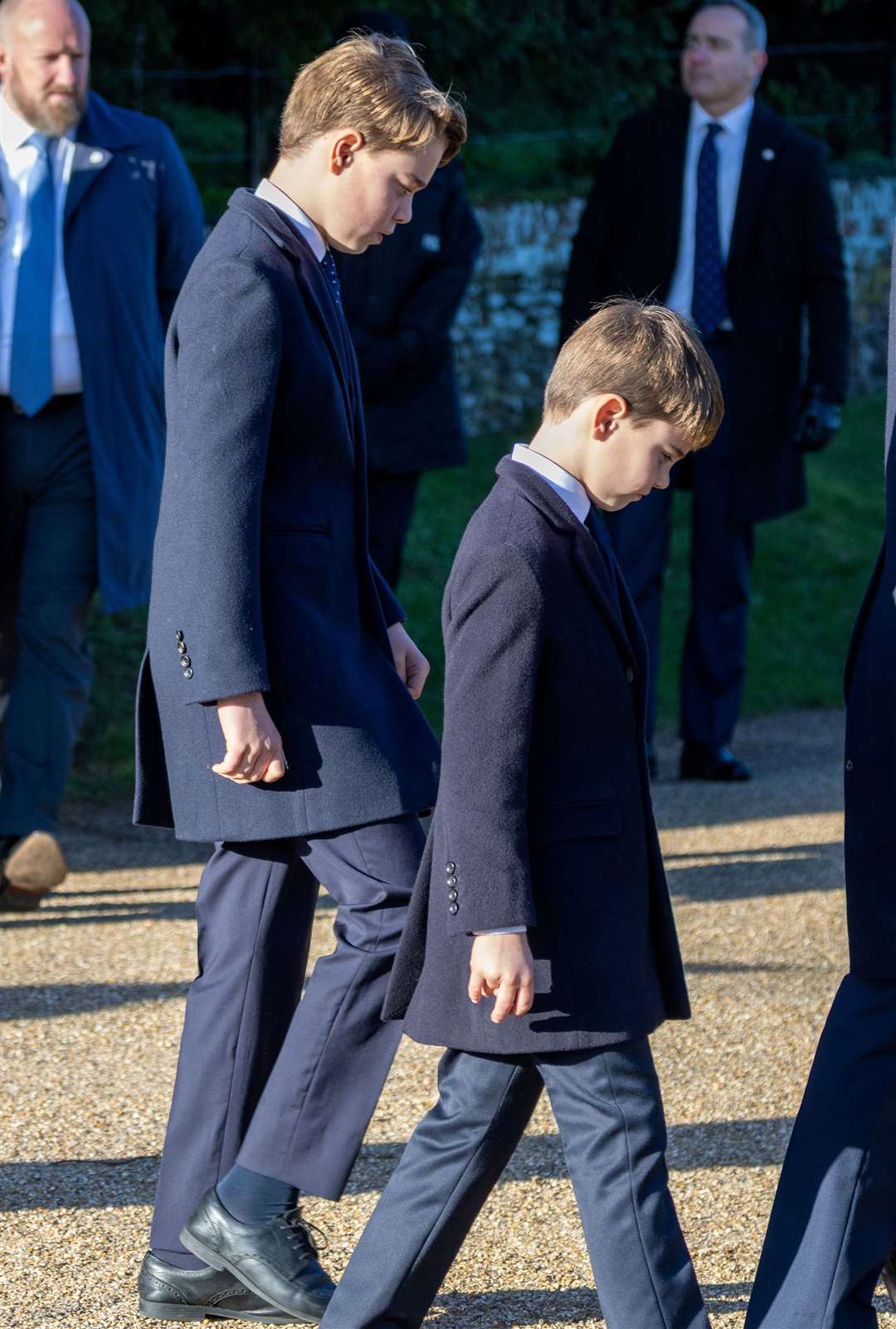 PIC BY GEOFF ROBINSON PHOTOGRAPHY 07976 880732. Picture dated December 25th shows the Royal Family attending Christmas morning service at St Mary Magdalene church in Sandringham. Picture shows Prince George, Prince Louis