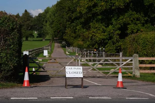 A 'Car Park Closed' sign at the entrance to the Cranborne Gate car park, opposite Cranborne Gate at Windsor Great Park, Berkshire, where preparations are underway for the Prince and Princess of Wales to move to the eight-bedroom Forest Lodge property