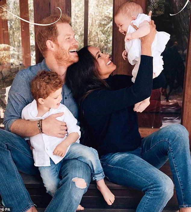 One year after leaving the royal family behind, Harry and Meghan's 2021 Christmas card revealed Princess Lilibet's face for the first time. Rather than a woolly jumper, Archie wore a breezy white shirt while Harry and Meghan were barefoot
