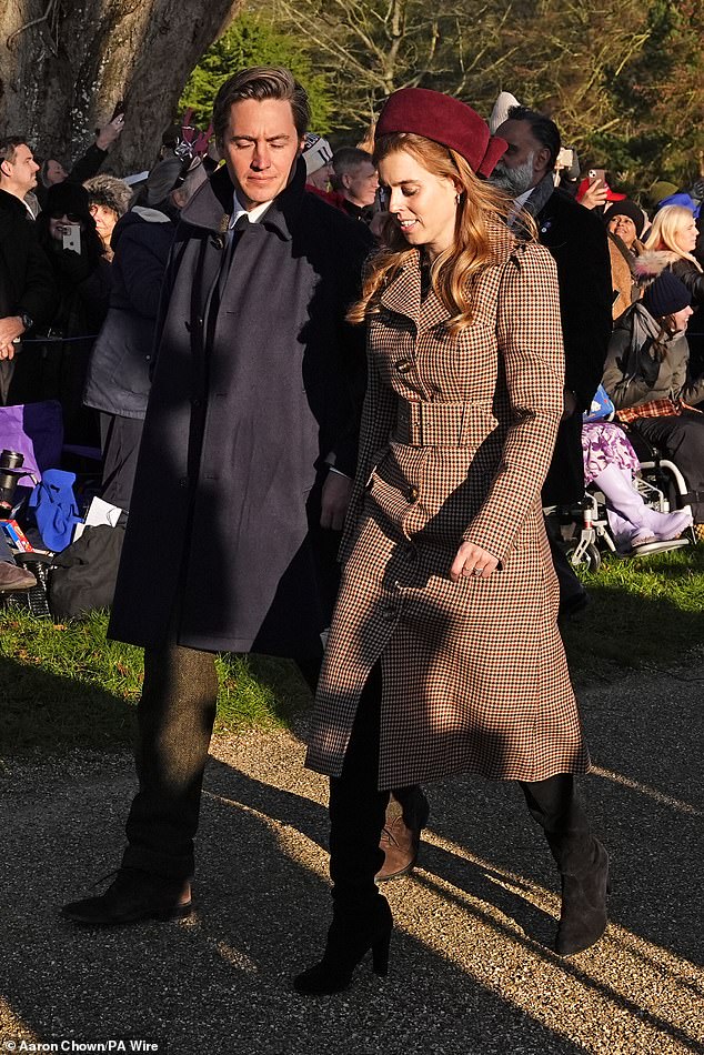 rincess Beatrice was accompanied by her husband Edoardo Mapelli Mozzi as King Charles appeared to send the message that she and sister Eugenie are not 'guilty by association'