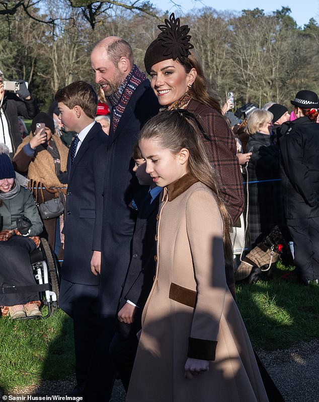 Kate warmly smiled at the crowds who had turned out to see the royal family walk to the church