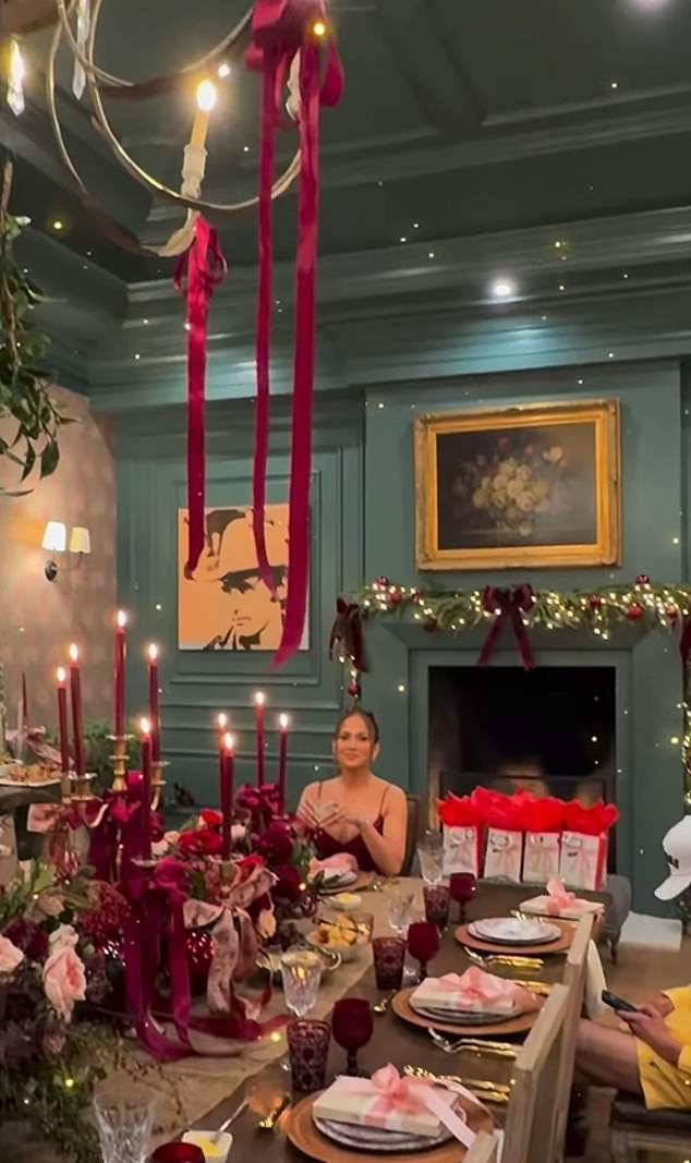 Another Christmas has come and gone, which means it's time for the stars and influencers to reveal their Christmas dinner spreads for their fans on social media; Jennifer Lopez is pictured at her table