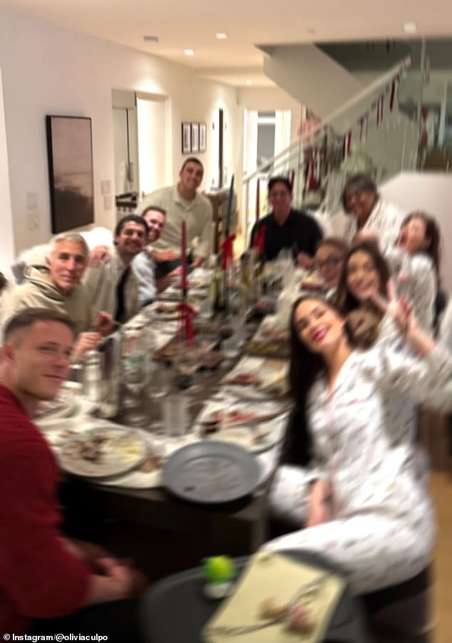 Olivia Culpo and her husband Christian McCaffrey didn't score high with their Christmas dinner, which appeared to be an underwhelming mess. However, she and other guests were dressed in pajamas, suggesting that they were leaning into the low-key nature of the dinner