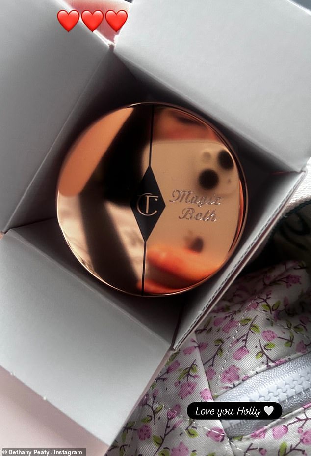 First up was a pot of the award-wining Charlotte Tilbury Magic Cream, which retails for £79 and was personalised so it was engraved with the words 'Magic Beth'