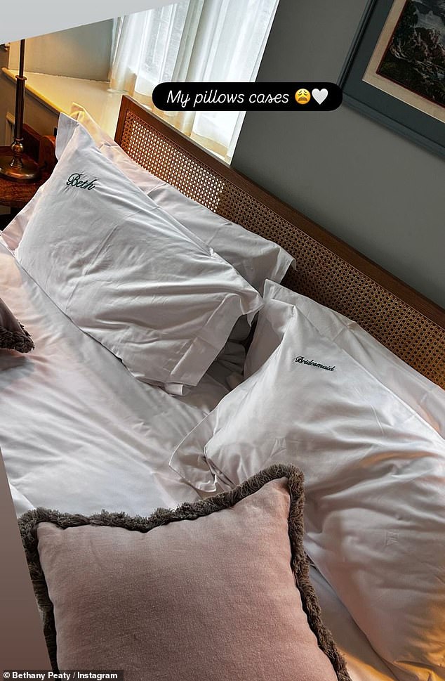 She also gifted her with personalised pillow cases, embroidered with 'Beth' and 'Bridesmaid'