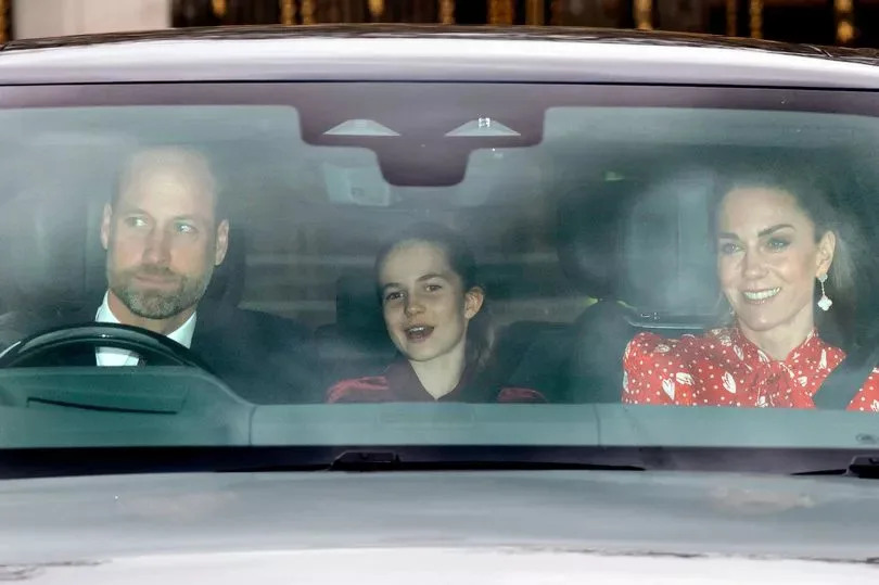 Prince William, Prince of Wales, Princess Charlotte of Wales and Catherine, Princess of Wales attend a Christmas Lunch for members of the Royal Family, hosted by King Charles III,
