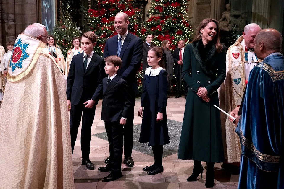 Aaron Chown - Pool/Getty The Prince and Princess of Wales with their children at Westminster Abbey