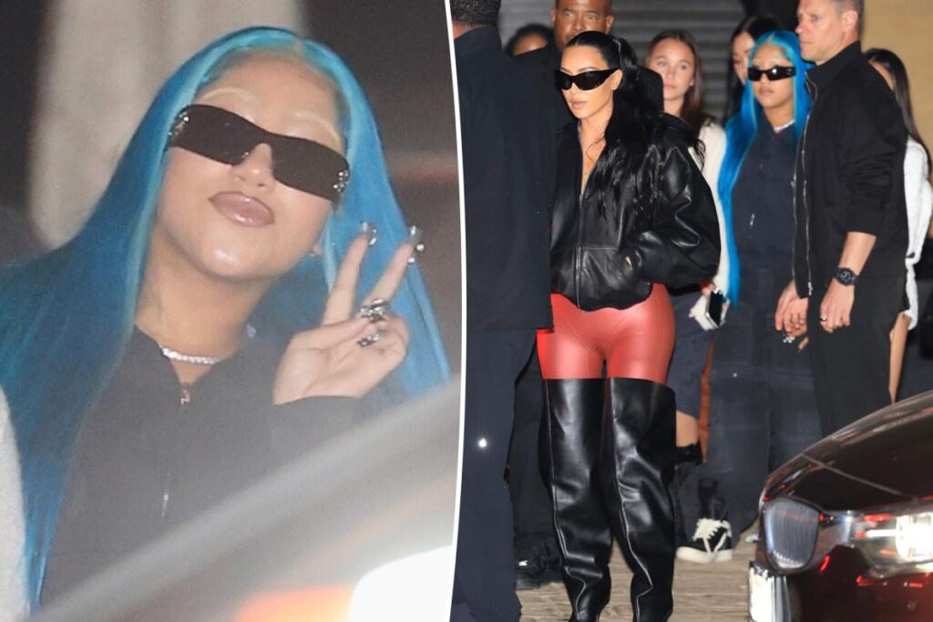 North West shows off her bleached eyebrows during night out with mom Kim Kardashian North West shows off her bleached eyebrows during night out with mom Kim Kardashian