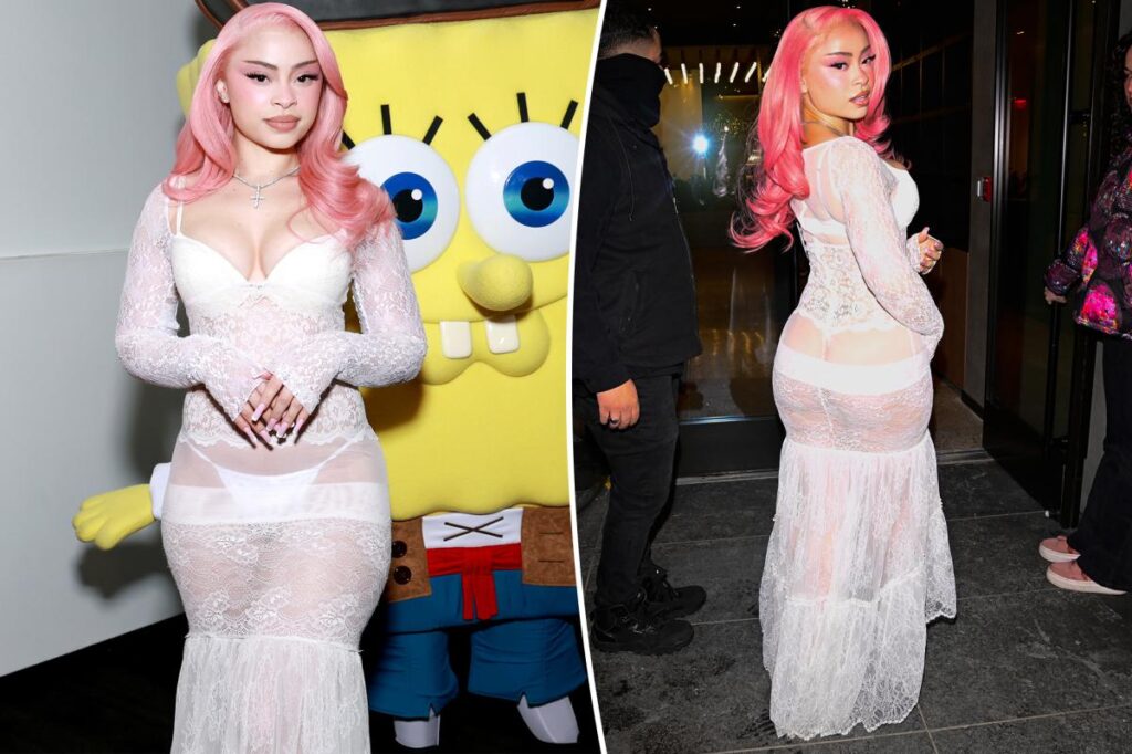 Ice Spice wears sheer Blumarine dress and thong to 'SpongeBob Movie' screening