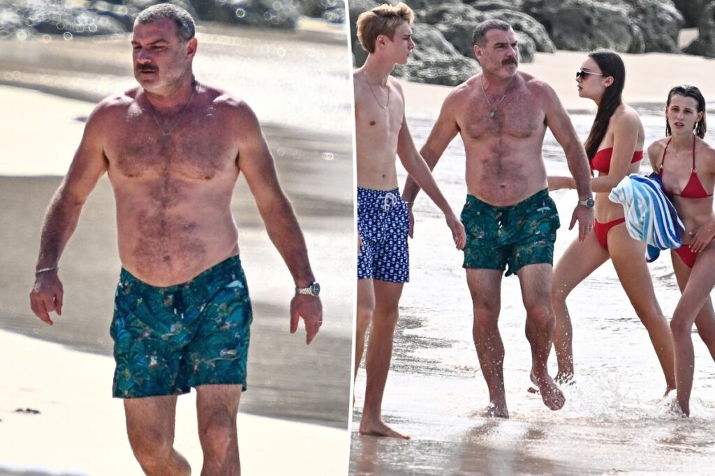 Shirtless Liev Schreiber flaunts fit physique in Barbados