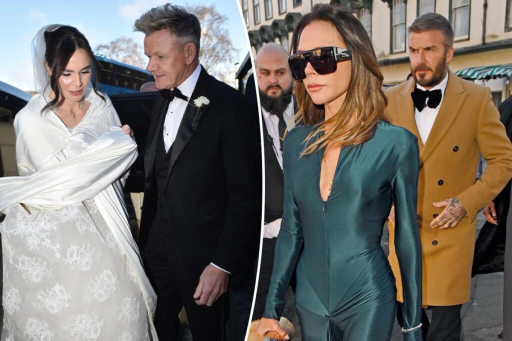 Victoria and David Beckham attend Gordon Ramsay's daughter's wedding as family feud escalates