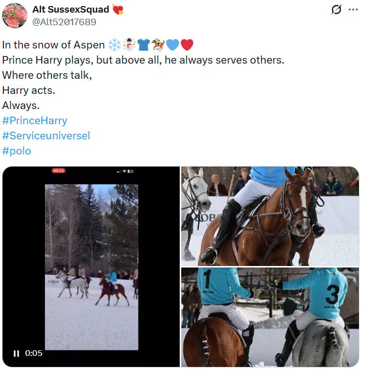 Prince Harry draws warm fan reaction after Aspen polo photos surface