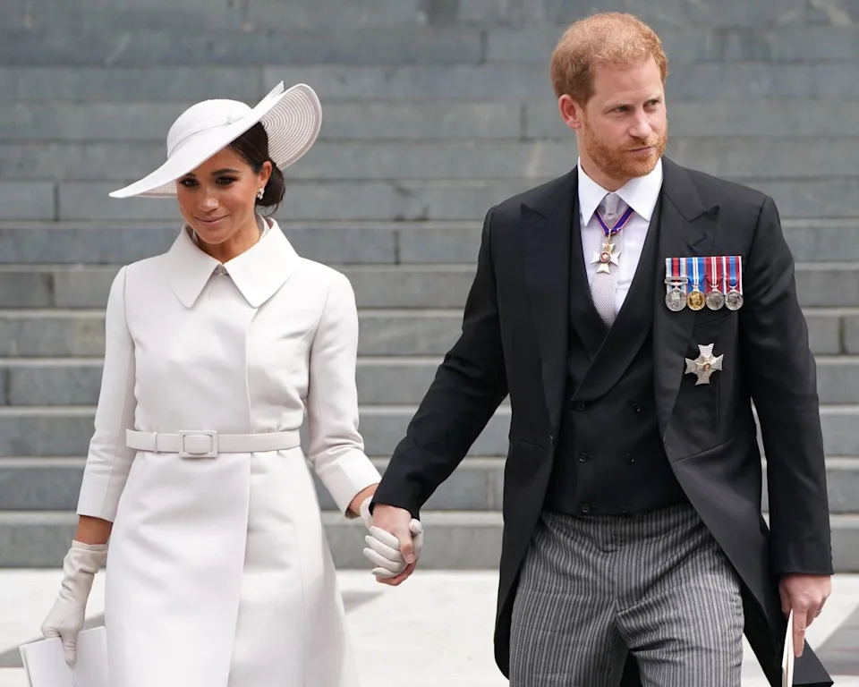 Getty Images Prince Harry and Meghan Markle at Queen Elizabeth II's Platinum Jubilee in 2022.