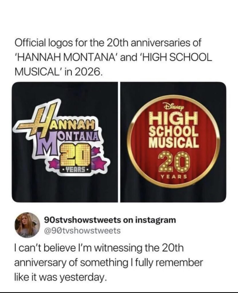 Official 20th anniversary logos for 'Hannah Montana' and 'High School Musical' have been released! Btw I’m in complete agreement with this tweet!