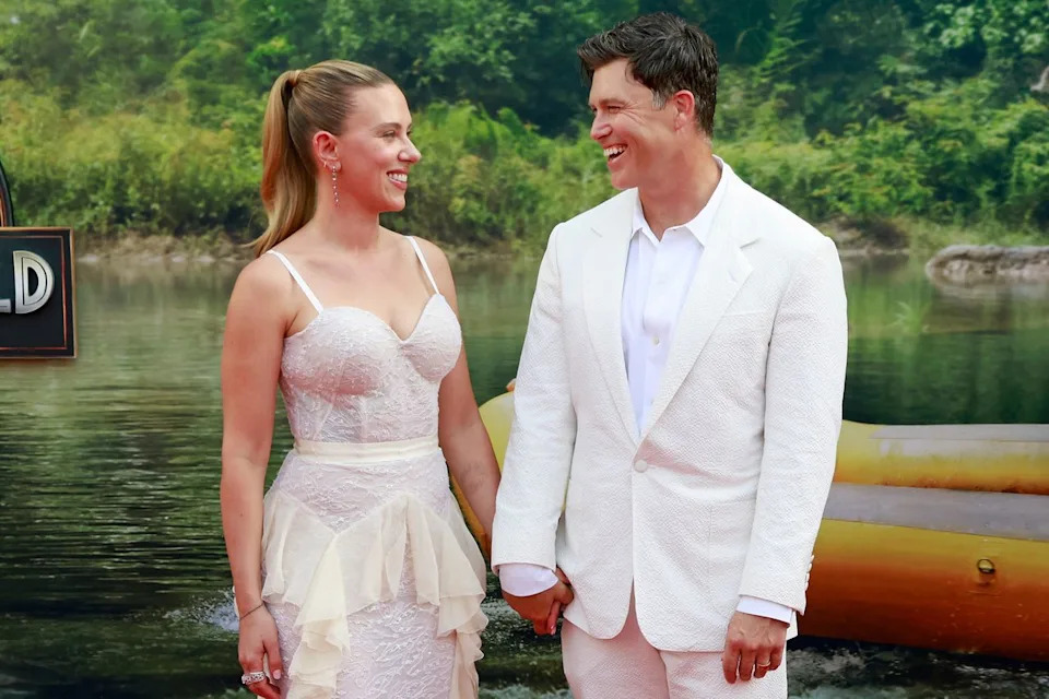 Taylor Hill/FilmMagic Scarlett Johansson and Colin Jost