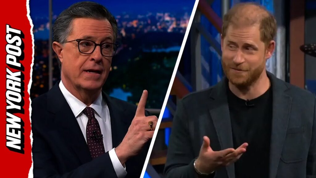 Prince Harry nearly kisses Stephen Colbert in hysterical ‘Late Show’ skit