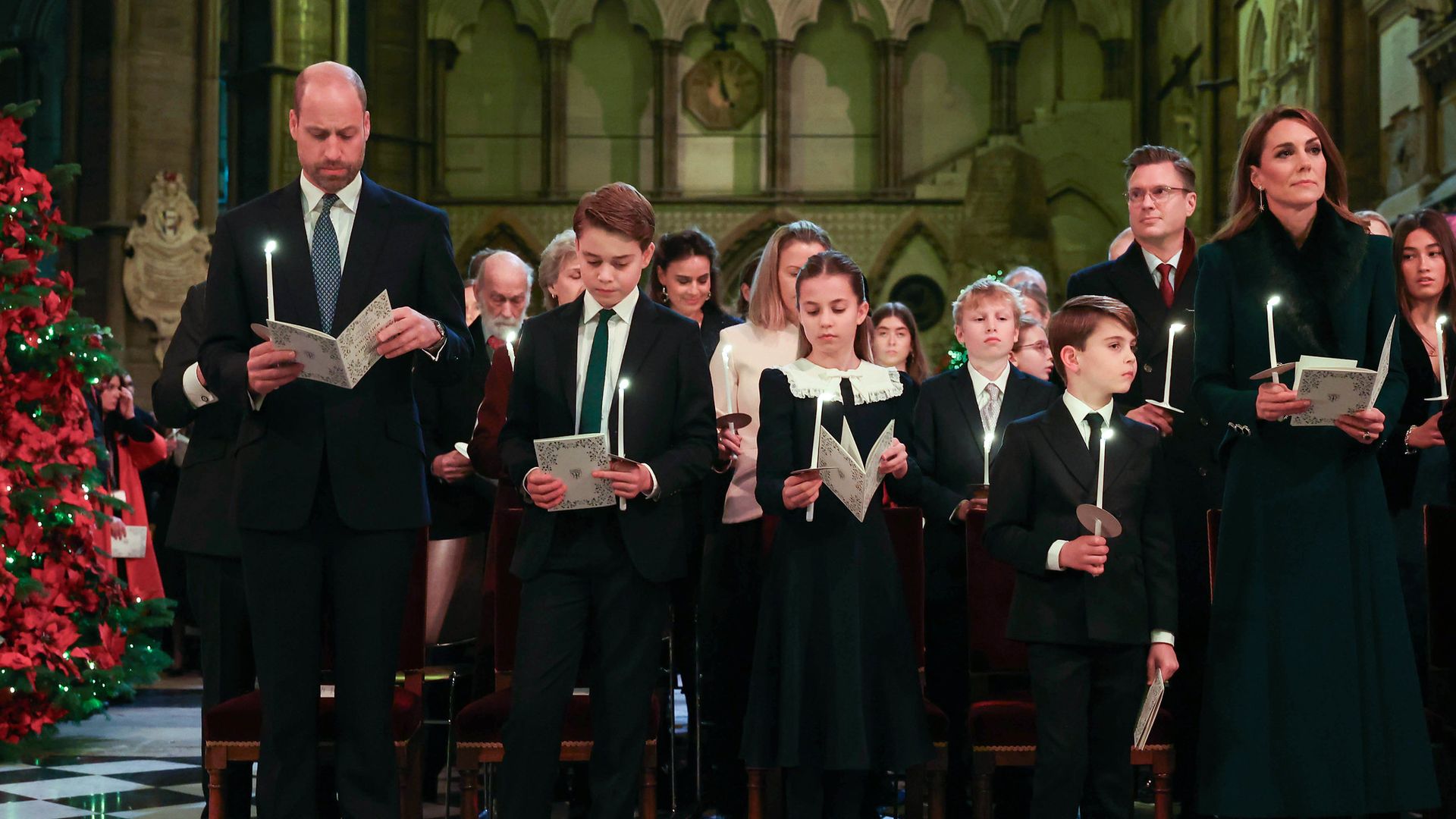 Prince William, Prince George, Princess Charlotte, Prince Louis and Kate Middleton at a carol concert