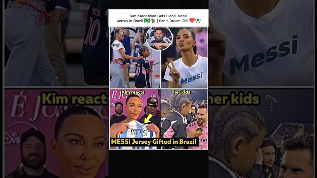 Kim Kardashian Gets Lionel Messi Jersey in Brazil 🇧🇷🐐 | Son’s Dream Gift ❤️⚽