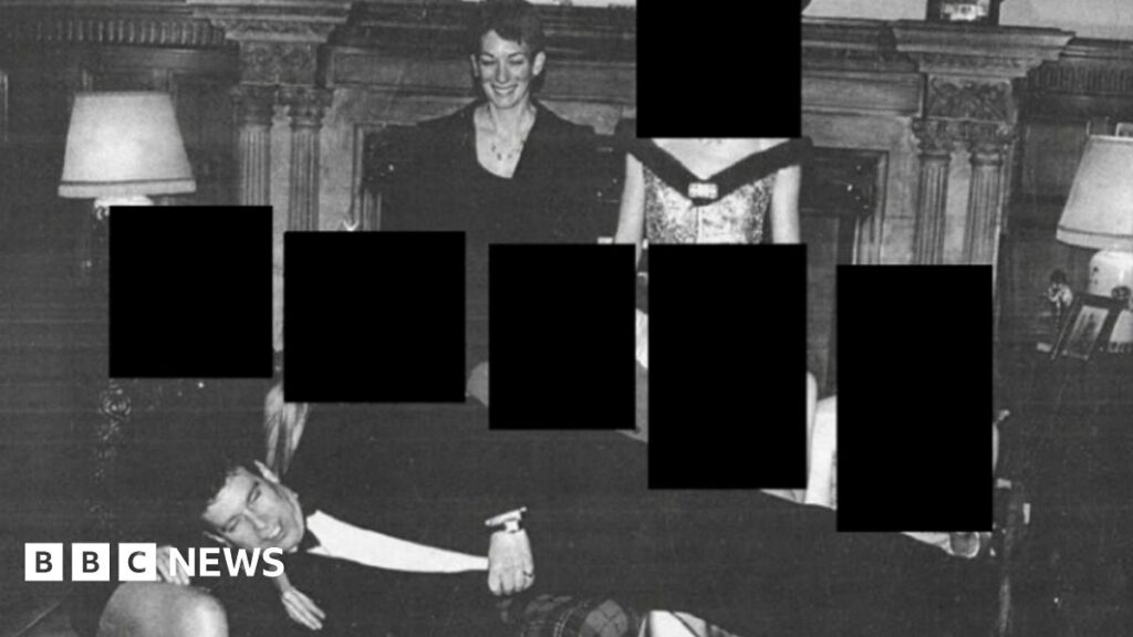 Photo of Andrew lying on laps at Sandringham in new Epstein files A black and white image showing Andrew lying across the laps of people