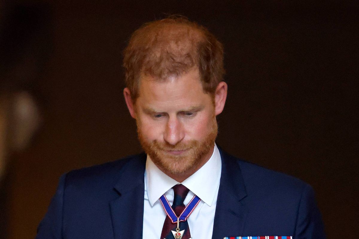 LONDON, UNITED KINGDOM - MAY 08: (EMBARGOED FOR PUBLICATION IN UK NEWSPAPERS UNTIL 24 HOURS AFTER CREATE DATE AND TIME) Prince Harry, Duke of Sussex (wearing a Household Division regimental tie and medals including his Knight Commander of the Royal Victorian Order cross) attends The Invictus Games Foundation 10th Anniversary Service at St Paul's Cathedral on May 8, 2024 in London, England. (Photo by Max Mumby/Indigo/Getty Images)