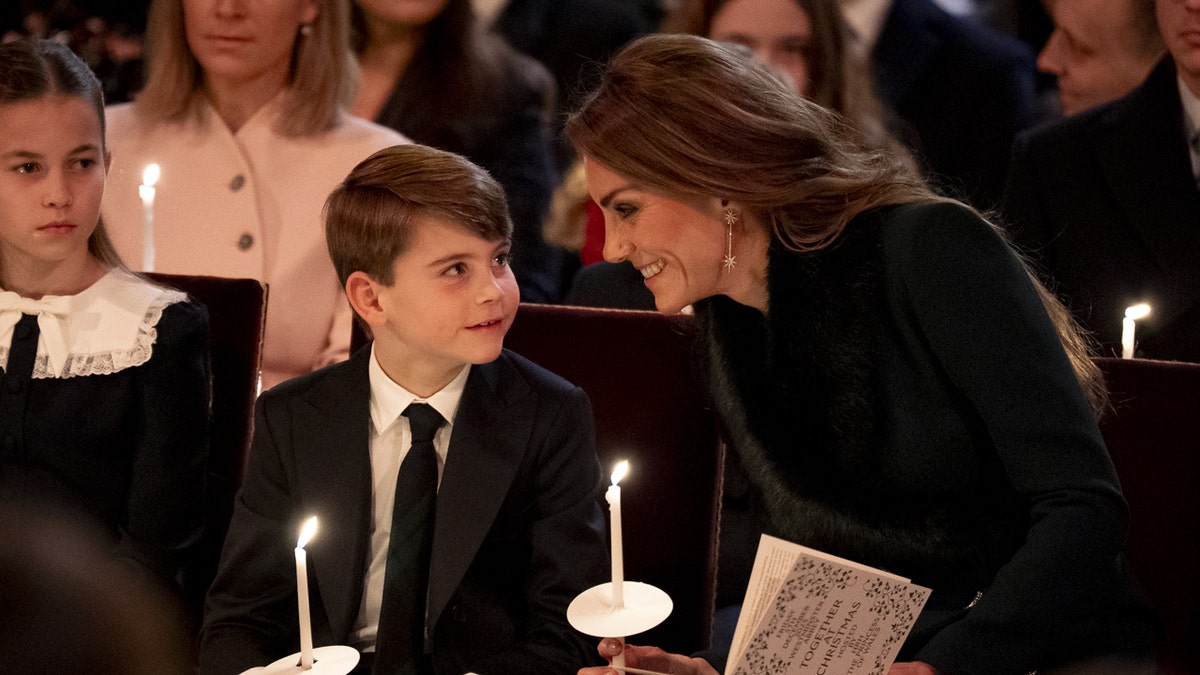 Kate Middleton and her son at the Christmas carol service