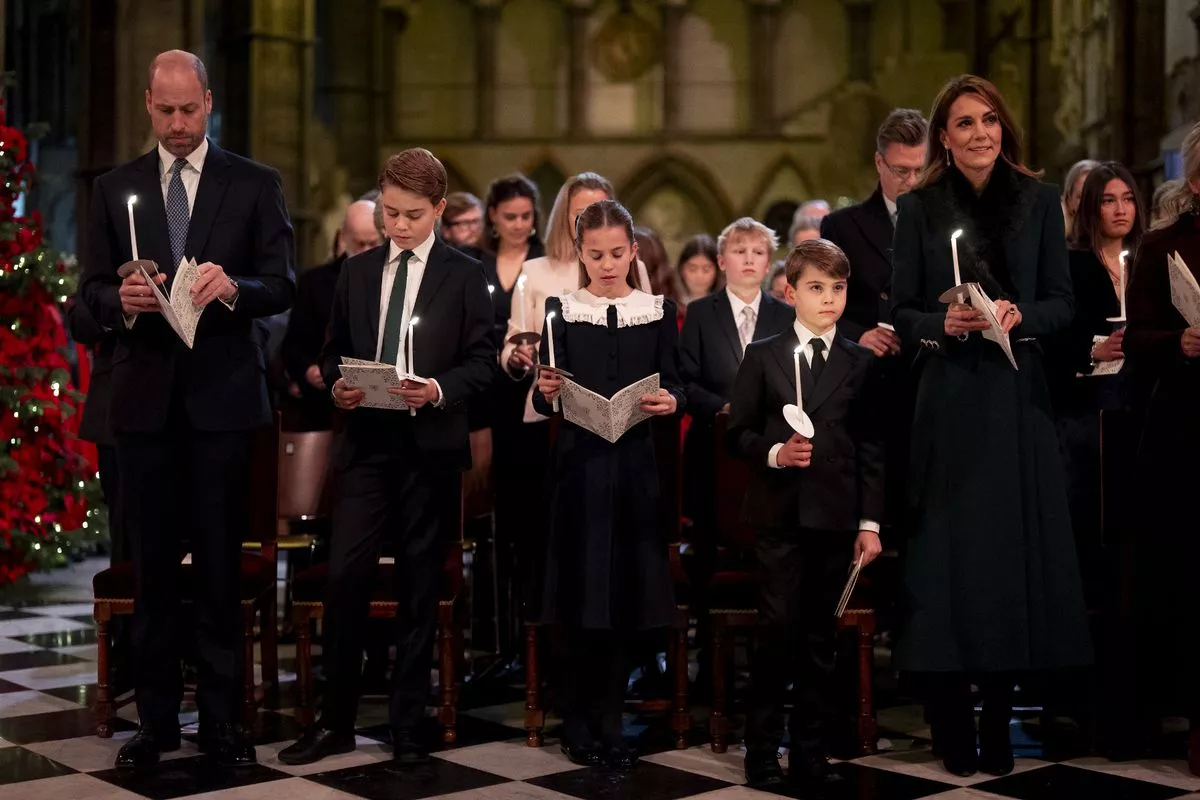 Kate, William and all three of their children at the concert, which was filmed earlier this month 