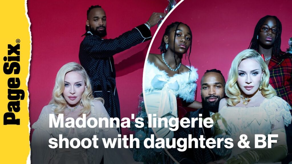 Madonna asks 'naughty or nice' in Christmas lingerie shoot with daughters and boyfriend