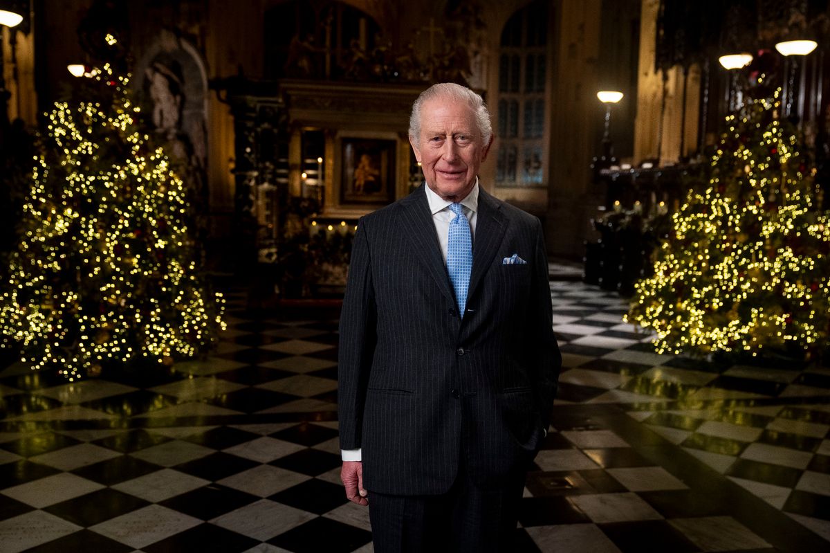 King Charles III during the recording of his Christmas message in the Lady Chapel of Westminster Abbey