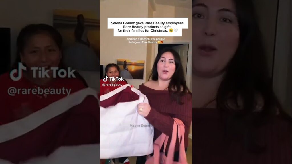 Selena Gomez surprised her employees with this🤍👉🏻 #selenagomez #rarebeauty #fyp