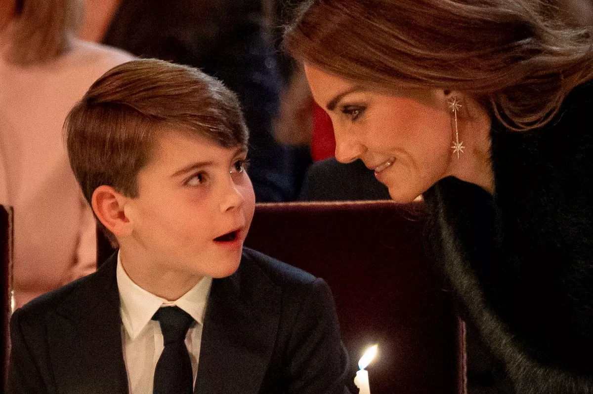 Prince Louis and the Princess of Wales during the Together At Christmas carol service 