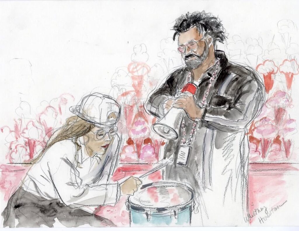 Questlove hired courtroom sketch artist, Elizabeth Williams, to capture his holiday party live