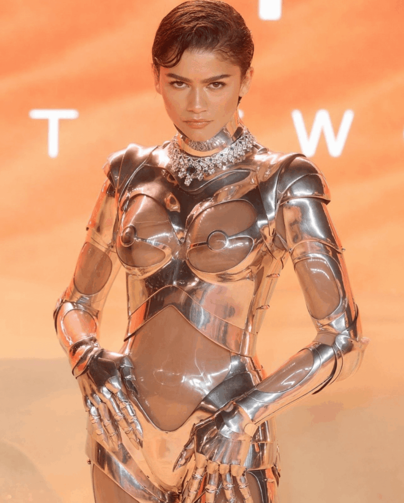 Zendaya at the premiere of 'Dune: Part Two' (2024) wearing Thierry Mugler A/W 1995 Robot Suit