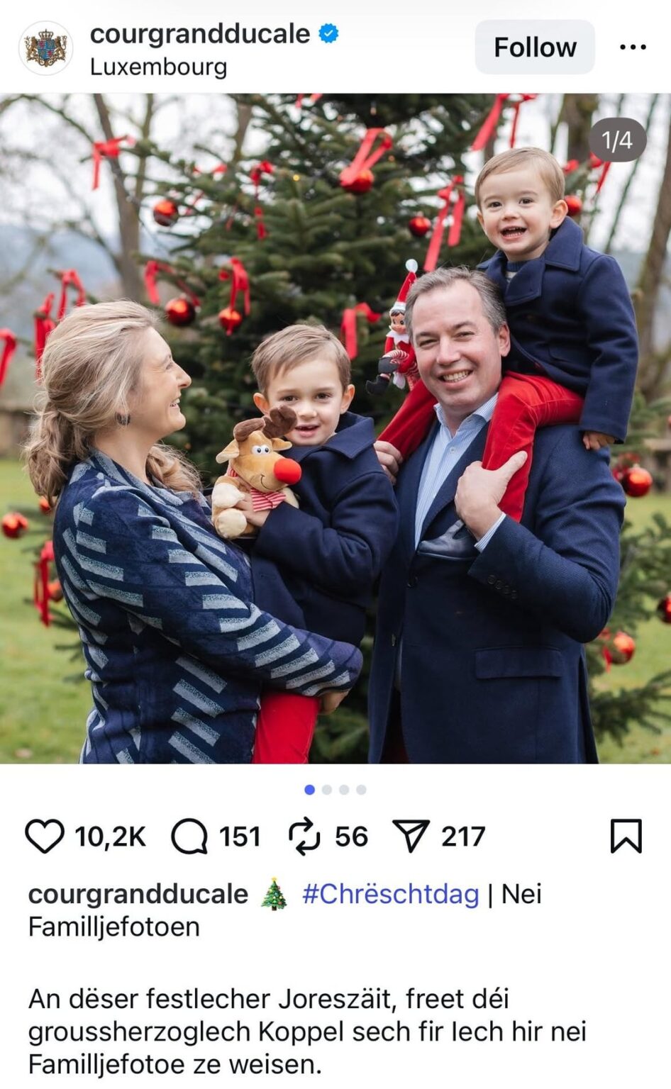 Grand Duke and Duchess of Luxembourg’s Christmas photos