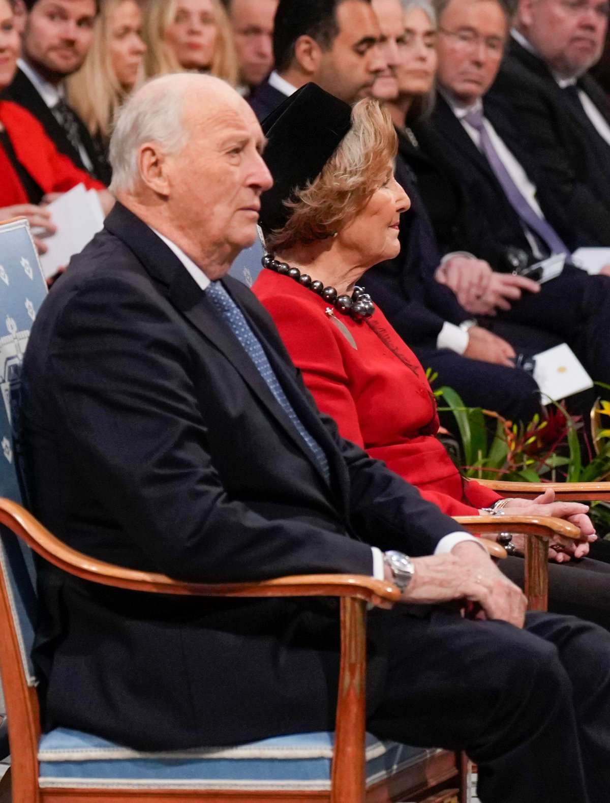 The Norwegian royal family attends the Nobel Peace Prize ceremony at Oslo's City Hall on December 10, 2025 (Ole Berg-Rusten/NTB/Alamy)
