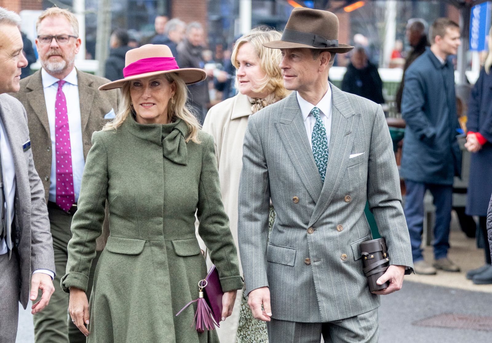 Image may contain Sophie Countess of Wessex Person Clothing Coat Adult Accessories Formal Wear Tie and Hat