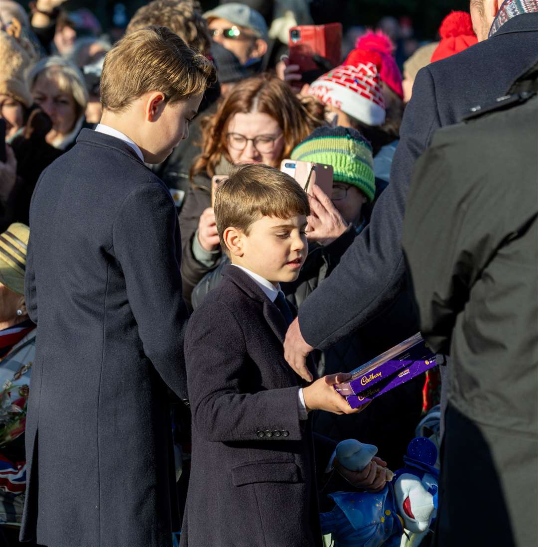 PIC BY GEOFF ROBINSON PHOTOGRAPHY 07976 880732. Picture dated December 25th shows the Royal Family attending Christmas morning service at St Mary Magdalene church in Sandringham. Picture shows Prince George, Prince Louis