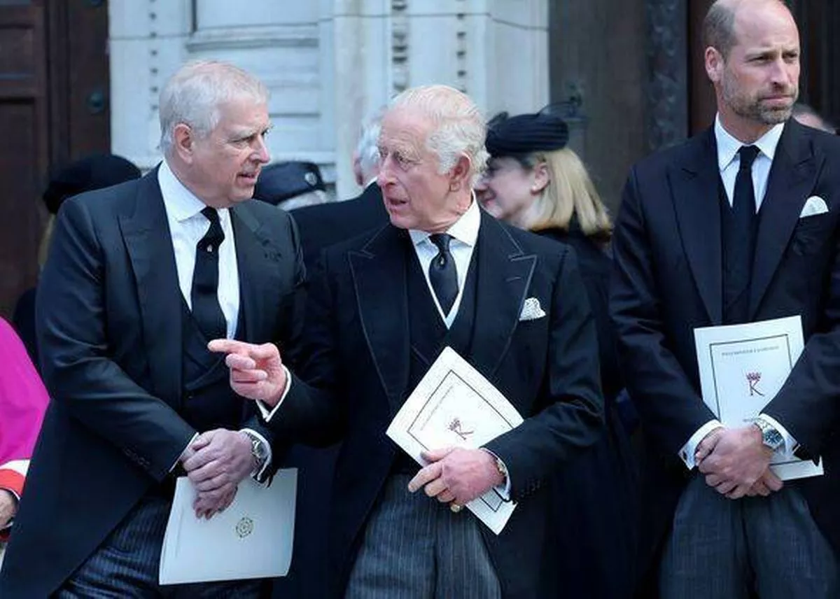 LONDON, ENGLAND - SEPTEMBER 16: Prince Andrew, Duke of York, King Charles III and Prince William, Pr