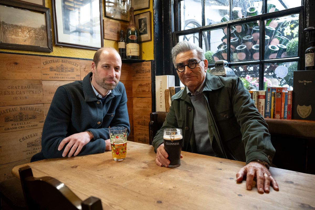 Eugene Levy and the Prince of Wales having a drink