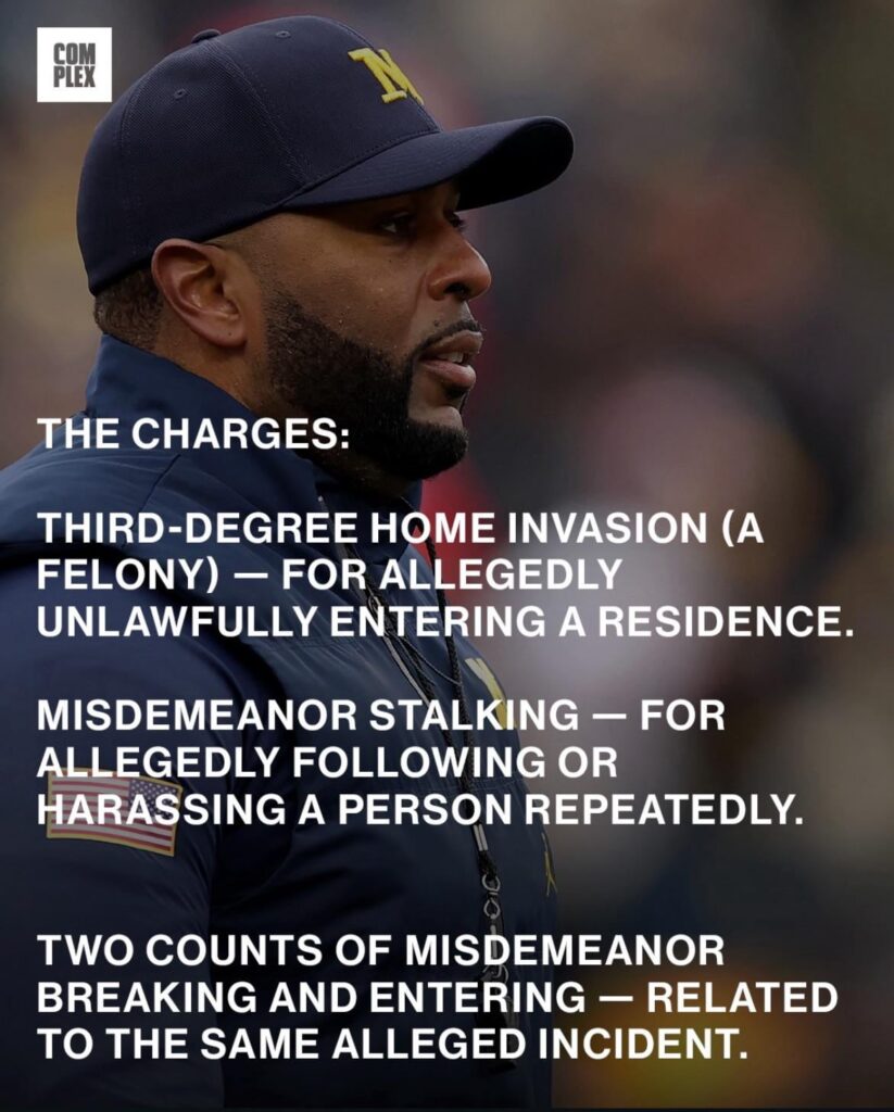Fired Michigan coach Sherrone Moore charged with three crimes