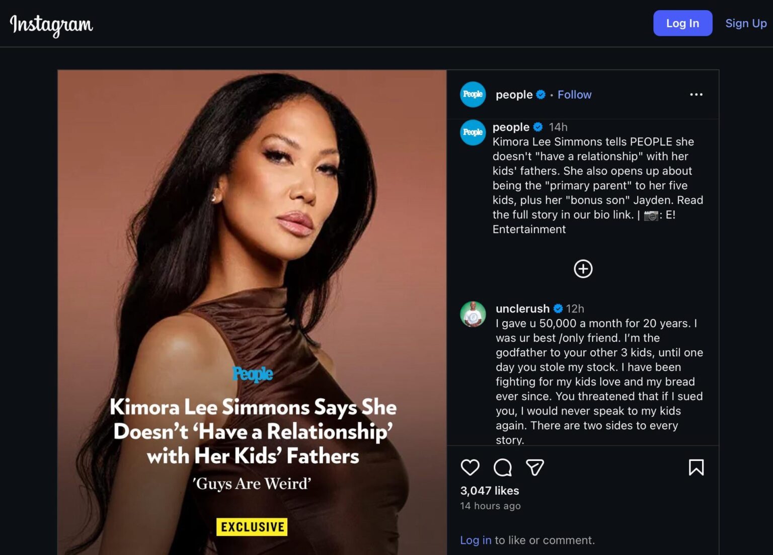 Russell Simmons comments on People’s IG post of Kimora Lee Simmons saying she doesn’t “have a relationship with her kids’ fathers”